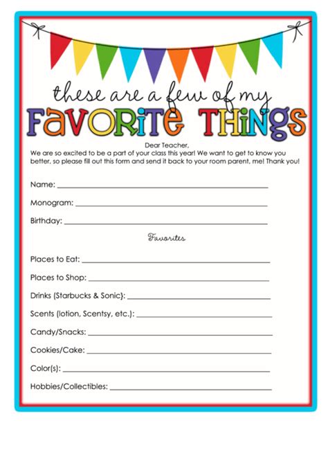 These Are A Few Of My Favorite Things Printable